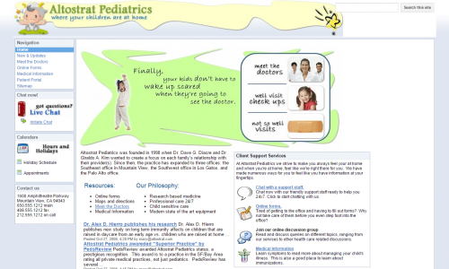 Homepage for 'Altostrat Pediatrics' - another Google Sites example site