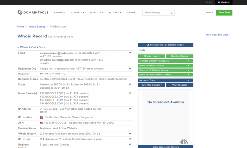 WHOIS for AltoStrat.com domain via DomainTools